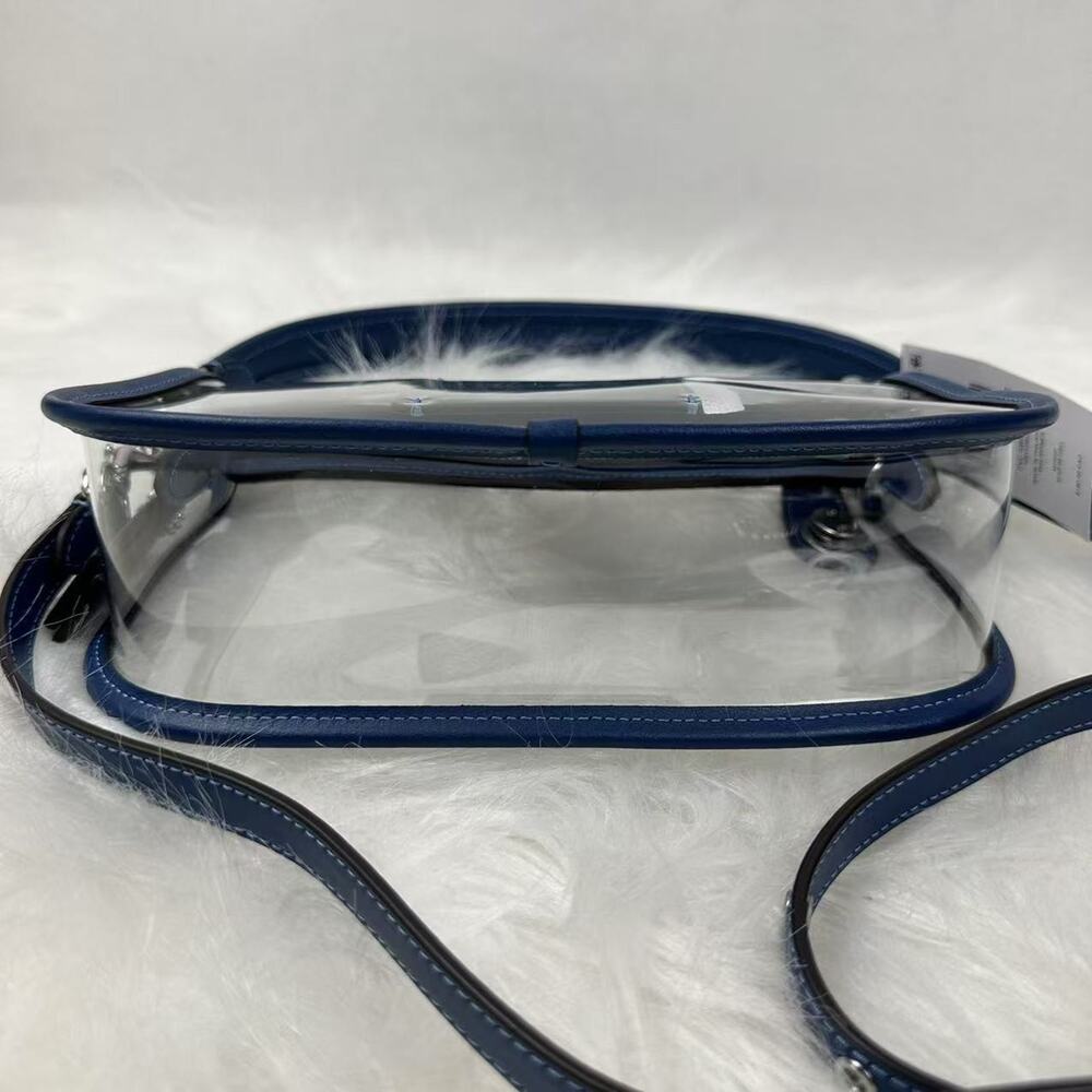 Coach Stadium Swinger Bag In Clear PVC with Dust Bag CBH13 Silver/True Blue NWT - Picture 11 of 11